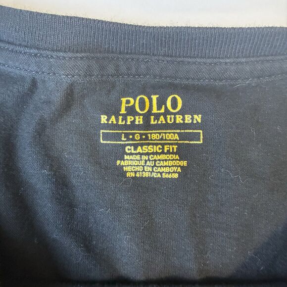 Polo Ralph Lauren Long Sleeve Crew Neck Men Large Black Shirt Minimalist Classic - Picture 7 of 10